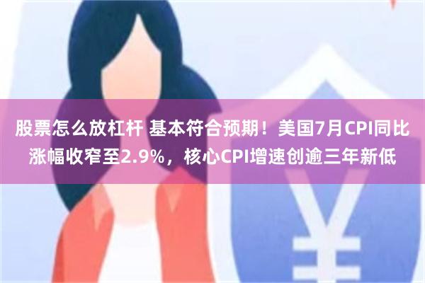 股票怎么放杠杆 基本符合预期！美国7月CPI同比涨幅收窄至2.9%，核心CPI增速创逾三年新低