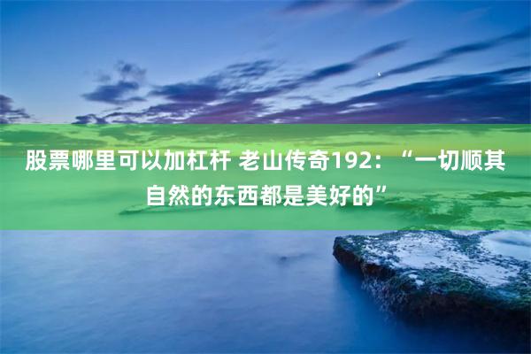 股票哪里可以加杠杆 老山传奇192：“一切顺其自然的东西都是美好的”
