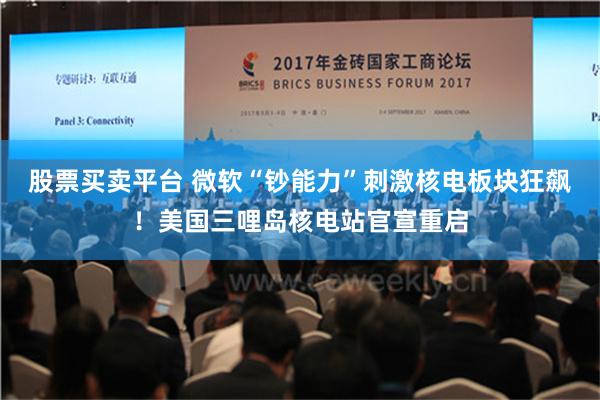 股票买卖平台 微软“钞能力”刺激核电板块狂飙！美国三哩岛核电站官宣重启