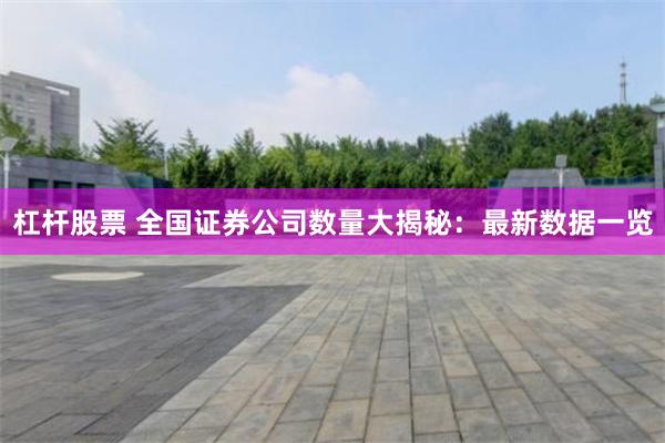 杠杆股票 全国证券公司数量大揭秘：最新数据一览