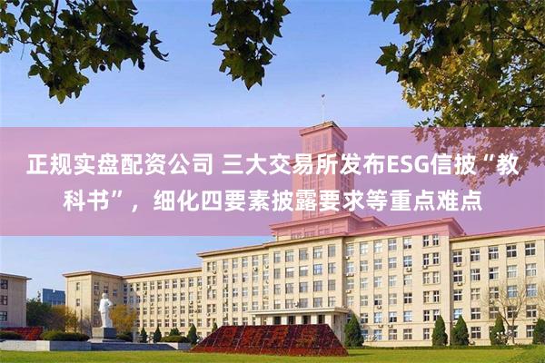 正规实盘配资公司 三大交易所发布ESG信披“教科书”，细化四要素披露要求等重点难点