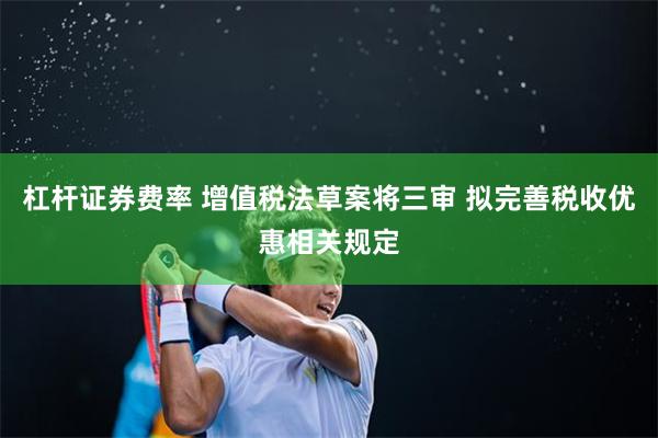 杠杆证券费率 增值税法草案将三审 拟完善税收优惠相关规定