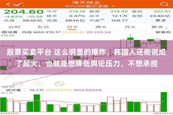 股票买卖平台 这么明显的爆炸，韩国人还能说成了起火，也就是想降低舆论压力，不想承担