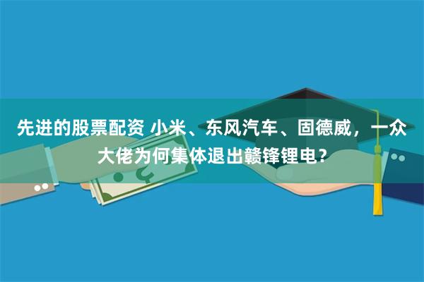 先进的股票配资 小米、东风汽车、固德威，一众大佬为何集体退出赣锋锂电？