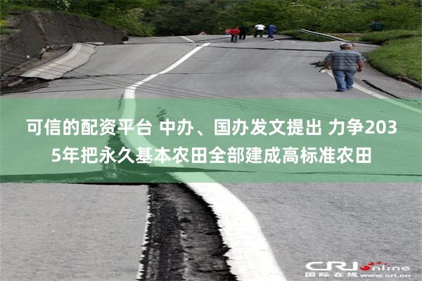 可信的配资平台 中办、国办发文提出 力争2035年把永久基本农田全部建成高标准农田