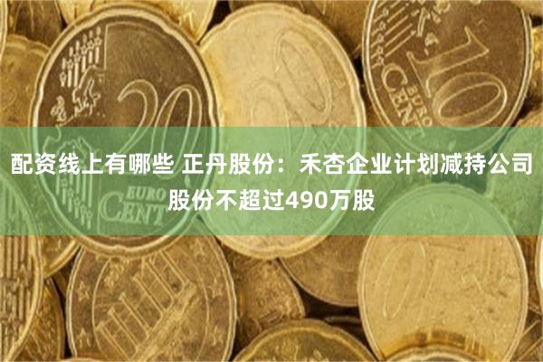 配资线上有哪些 正丹股份：禾杏企业计划减持公司股份不超过490万股