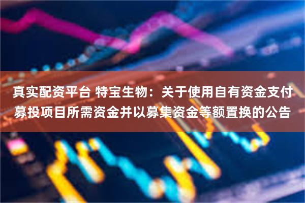 真实配资平台 特宝生物：关于使用自有资金支付募投项目所需资金并以募集资金等额置换的公告