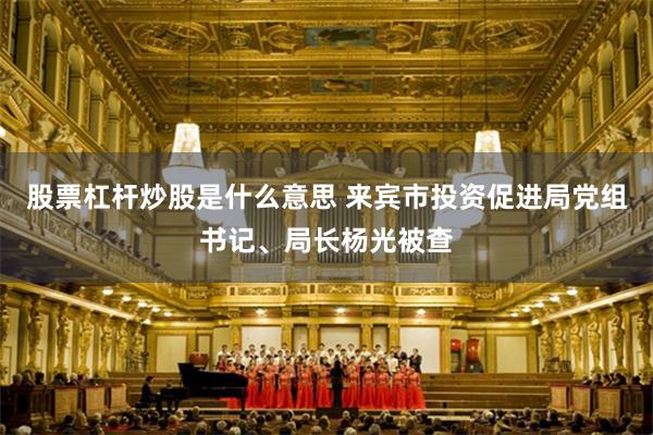 股票杠杆炒股是什么意思 来宾市投资促进局党组书记、局长杨光被查