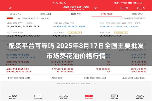 配资平台可靠吗 2025年8月17日全国主要批发市场葵花油价格行情