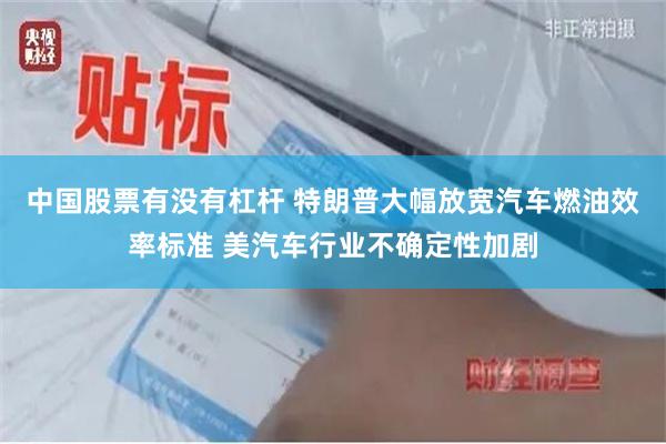 中国股票有没有杠杆 特朗普大幅放宽汽车燃油效率标准 美汽车行业不确定性加剧