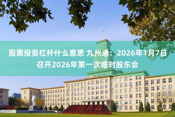 股票投资杠杆什么意思 九州通：2026年1月7日召开2026年第一次临时股东会
